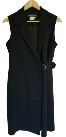 Donna Morgan Women Classy Black Wrap Sheath Career Dress Size 12 - Picture 2 of 11